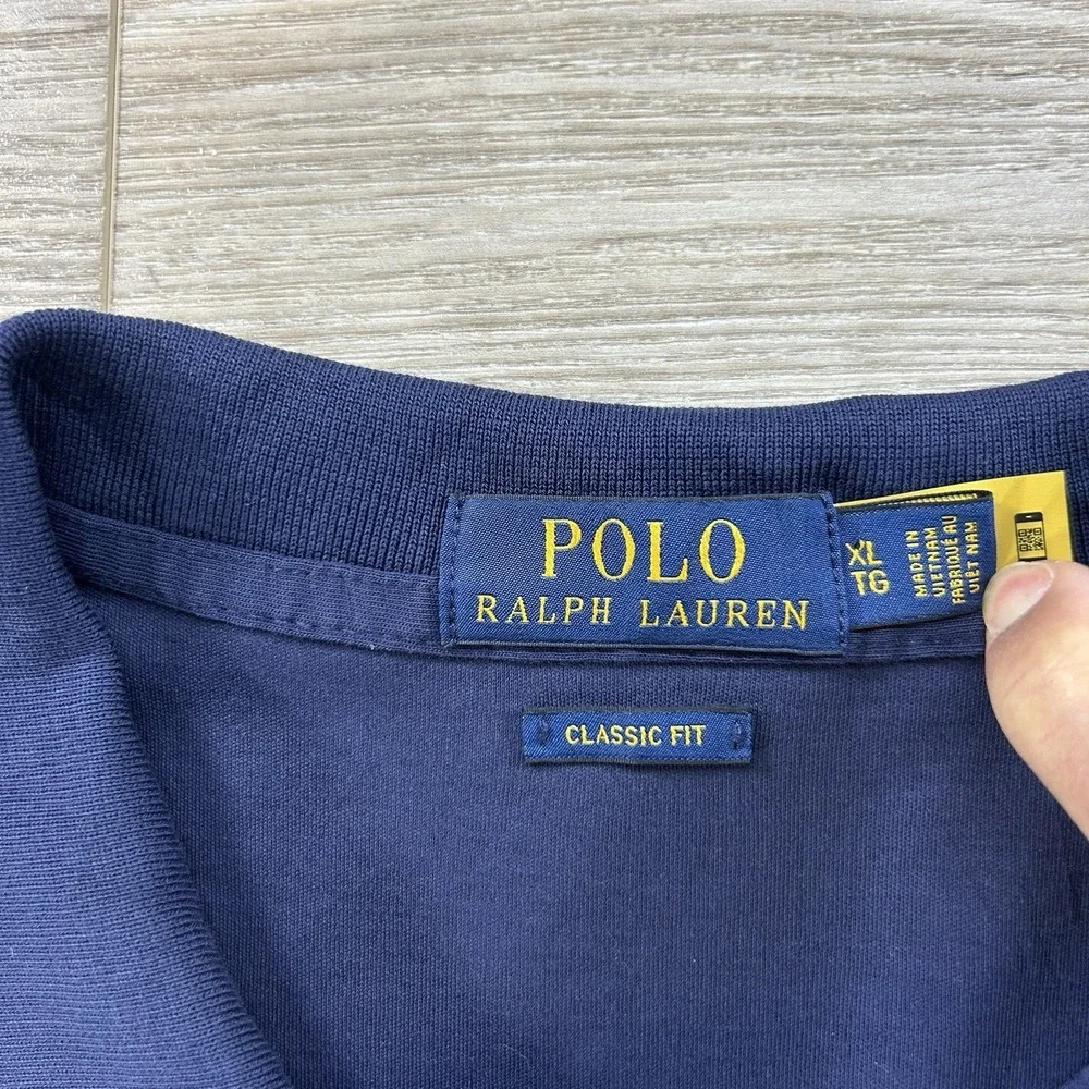 Polo Ralph Lauren Shirt Adult XL Extra Large Navy‎ Blue Flesh Pony Classic Fit